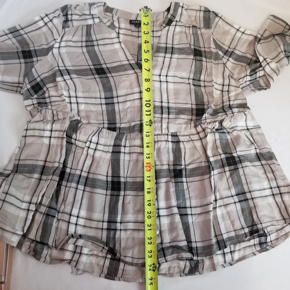 Torrid Plaid Babydoll Flowy Twill Button Shirt New - Picture 9 of 10